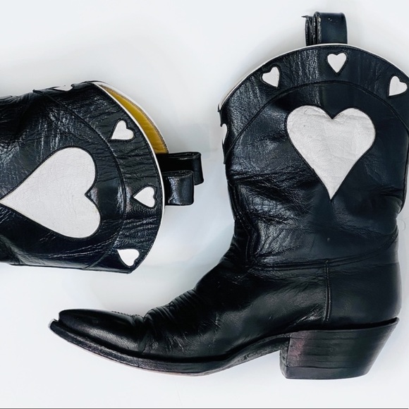 Rocketbuster Boots Shoes - Rocketbuster RARE Leather Western Black and White Short Cowboy Boots